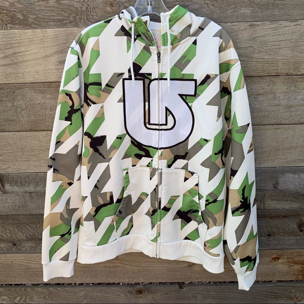 Burton White and Green Camo Hoodie